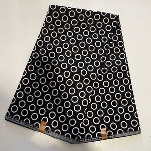 Black and White Circle Dot Print Cotton Fabric